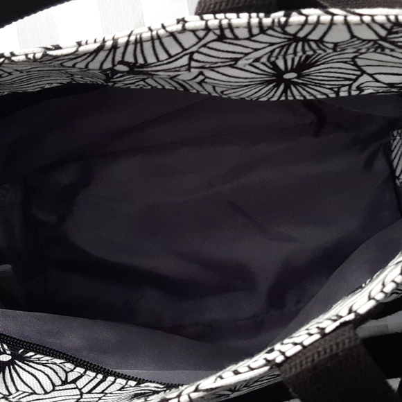 Thirty One Shoulder Bag, Polyurethane Outer, Black Canvas Trim, White  -Black - Picture 7 of 8